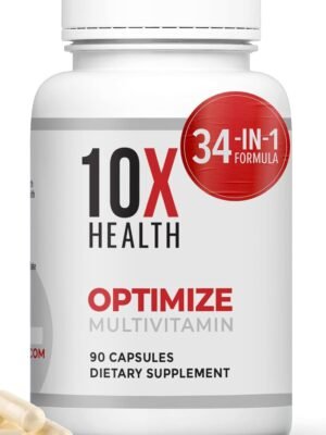 10X Health Optimize Men's Methylated Multivitamin - 90 Capsules, 34-in-1 Formula with 800 mcg Vitamin B12, 5-MTHF, NAC and Methylated B Complex