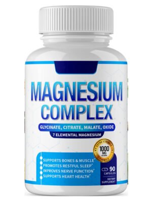 Magnesium Complex Supplement 8 Elements 1000 mg – Magnesium Glycinate, Citrate, Malate, Taurate, Chelated for Enhanced Absorption | Supports Bone, Muscle, Recovery & Energy | Vegan, Non-GMO, 90 Capsules