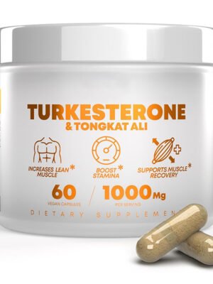 Turkesterone & Tongkat Ali 1000mg Supplement - 500mg Ajuga Turkestanica Per Serving to Boost Endurance, Lean Muscle Growth & Recovery