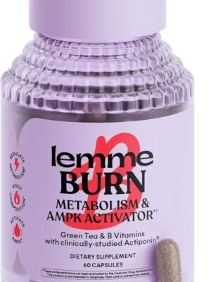 Lemme Burn - Metabolism & Abdominal Fat Burner + AMPK Activator Supplement for Men & Women, with Clinically Studied Actiponin, Green Tea Extract, Vitamin B6 & B12 - Gluten Free, 60 Capsules