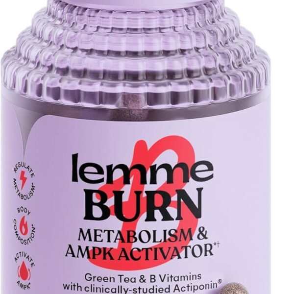 Lemme Burn - Metabolism & Abdominal Fat Burner + AMPK Activator Supplement for Men & Women, with Clinically Studied Actiponin, Green Tea Extract, Vitamin B6 & B12 - Gluten Free, 60 Capsules
