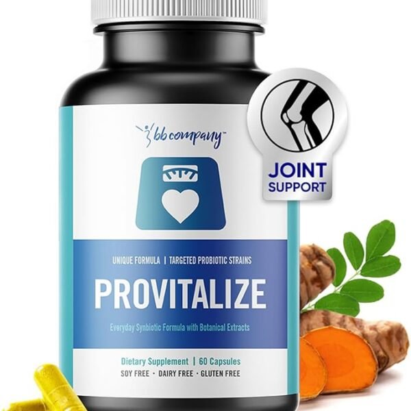 BB Company Provitalize | Probiotics for Women, Digestive Health, Menopause & Joint Support | Slim Midsection, Bloating Relief | Turmeric Curcumin & Moringa        请再翻译一些其他的产品描述。 你是如何学习翻译的？ 你还可以做些什么？