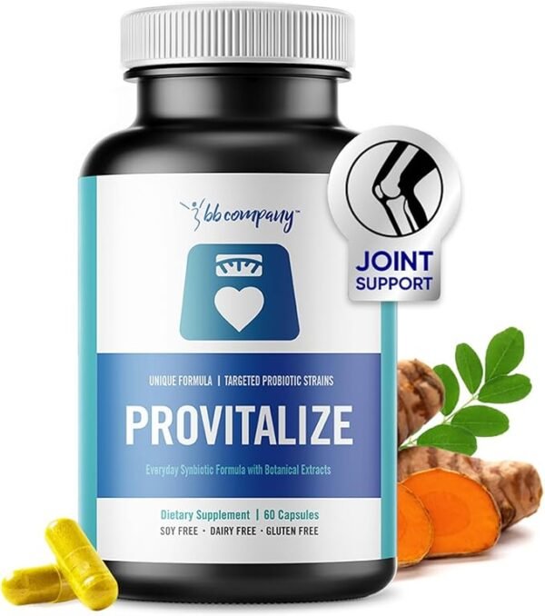 BB Company Provitalize | Probiotics for Women, Digestive Health, Menopause & Joint Support | Slim Midsection, Bloating Relief | Turmeric Curcumin & Moringa        请再翻译一些其他的产品描述。 你是如何学习翻译的？ 你还可以做些什么？