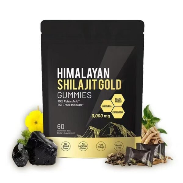 VivoNu Himalayan Shilajit, Ashwagandha Gummies & Gokshura | 85+ Trace Minerals & Fulvic Acid | Organic Micronutrient Supplement for Men & Women (3000mg Per Packet)
