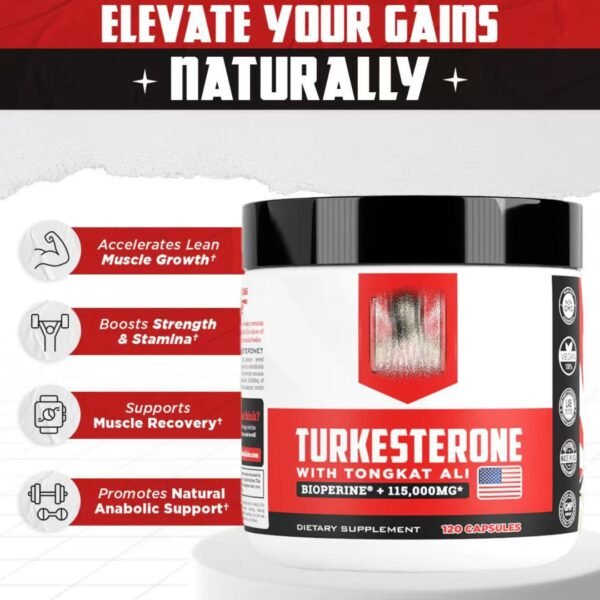 Turkesterone with Tongkat Ali Supplement, 120 Capsules