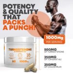 Turkesterone & Tongkat Ali 1000mg Supplement - 500mg Ajuga Turkestanica Per Serving to Boost Endurance, Lean Muscle Growth & Recovery