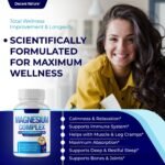 Magnesium Complex Supplement 8 Elements 1000 mg – Magnesium Glycinate, Citrate, Malate, Taurate, Chelated for Enhanced Absorption | Supports Bone, Muscle, Recovery & Energy | Vegan, Non-GMO, 90 Capsules