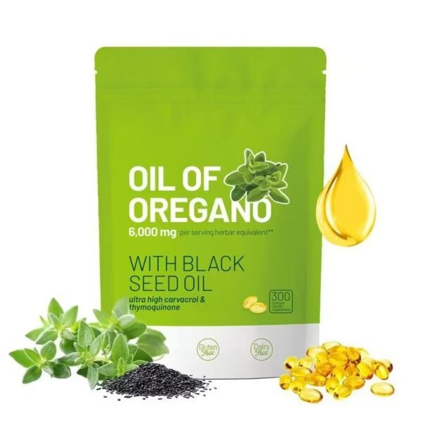 Oregano Oil, 300 Softgels, 6000 mg Oregano Oil with Black Seed Oil for Immune & Digestive Support, Aceite de Oregano with High Carvacrol and Thymoquinone