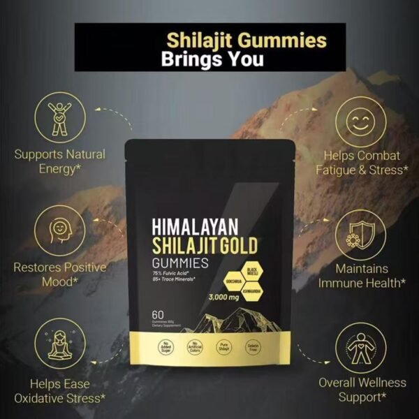 VivoNu Himalayan Shilajit, Ashwagandha Gummies & Gokshura | 85+ Trace Minerals & Fulvic Acid | Organic Micronutrient Supplement for Men & Women (3000mg Per Packet)