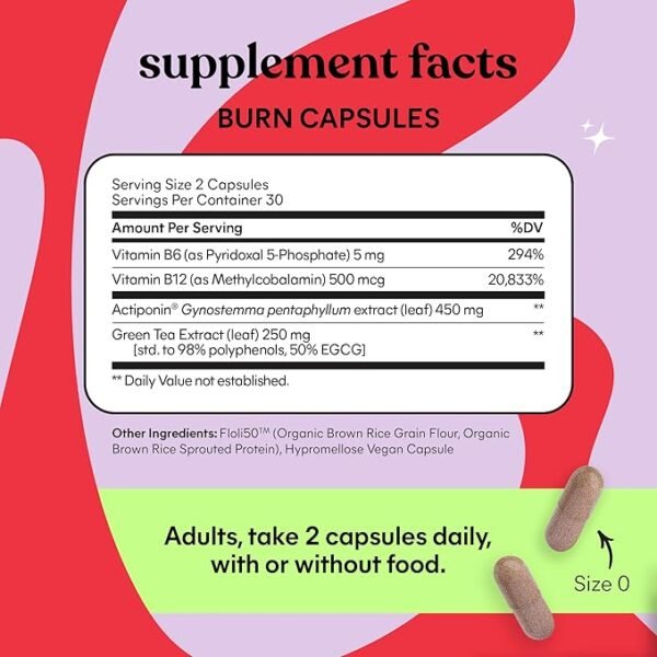 Lemme Burn - Metabolism & Abdominal Fat Burner + AMPK Activator Supplement for Men & Women, with Clinically Studied Actiponin, Green Tea Extract, Vitamin B6 & B12 - Gluten Free, 60 Capsules